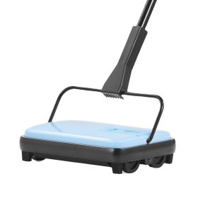 Carpet Sweeper Manual, Floor Sweeper with 300 ml Dustbin Capacity Easy to Empty, 6.7 inch Cleaning Width for Home Office Carpets Pet Hair Dust, Blue
