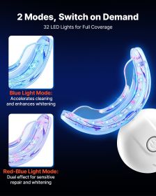 Teeth Whitening Kit with LED Light, 32 LED Accelerator Lights, Whitening Strips, Pens and Gel Syringes, U-Shaped Tray