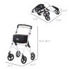 Upright Walker Rollator, Rolling Walker with Storage Bag, Tray, Dual Brakes, Adjustable Height, for Seniors, White