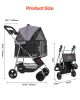 Pet Stroller, 35 lbs Weight Capacity, Foldable Dog Stroller Cart, 4 Wheels Cats Pram with Detachable Carrier & Mesh Windows
